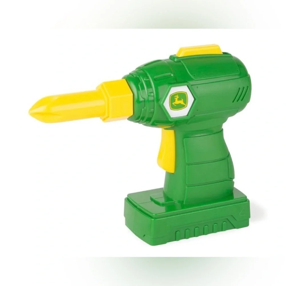 John Deere Green and Yellow Tractor Toy with drill